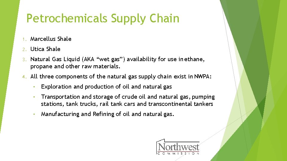 Petrochemicals Supply Chain 1. Marcellus Shale 2. Utica Shale 3. Natural Gas Liquid (AKA