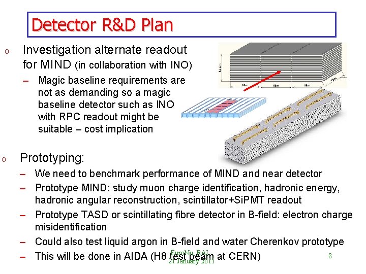 Detector R&D Plan o Investigation alternate readout for MIND (in collaboration with INO) –