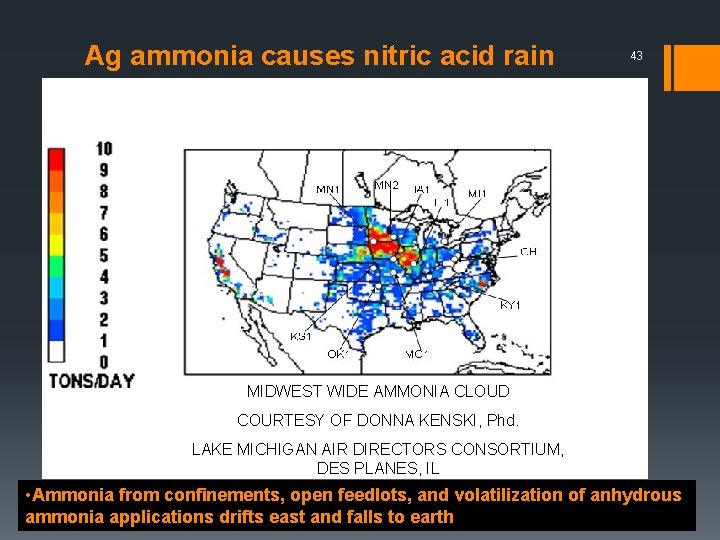 Ag ammonia causes nitric acid rain 43 MIDWEST WIDE AMMONIA CLOUD COURTESY OF DONNA