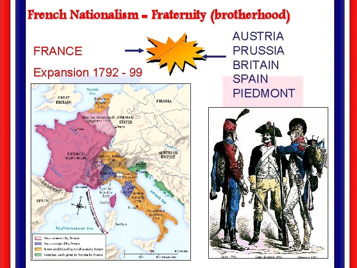 French Nationalism = Fraternity (brotherhood) FRANCE Expansion 1792 - 99 AUSTRIA PRUSSIA BRITAIN SPAIN