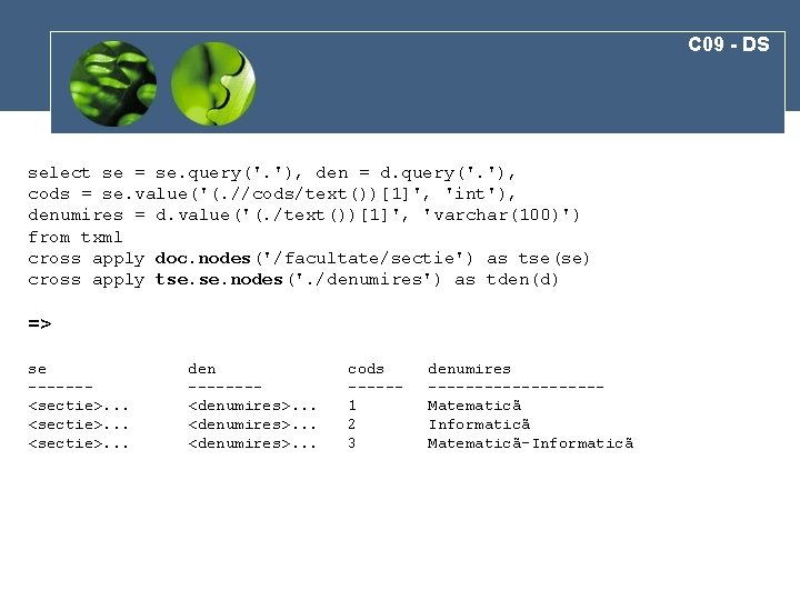 C 09 - DS select se = se. query('. '), den = d. query('.