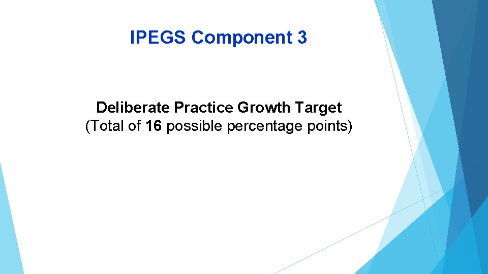 IPEGS Component 3 Deliberate Practice Growth Target (Total of 16 possible percentage points) 