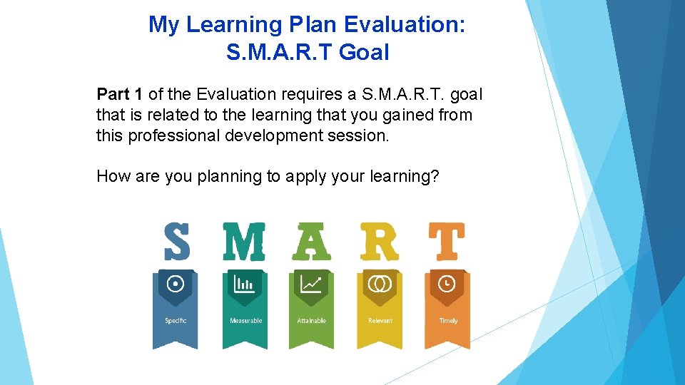 My Learning Plan Evaluation: S. M. A. R. T Goal Part 1 of the