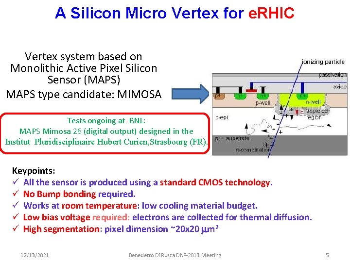 A Silicon Micro Vertex for e. RHIC Vertex system based on Monolithic Active Pixel