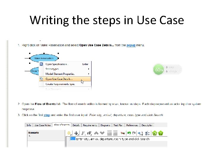 Writing the steps in Use Case 