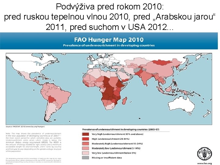 Podvýživa pred rokom 2010: pred ruskou tepelnou vlnou 2010, pred „Arabskou jarou“ 2011, pred