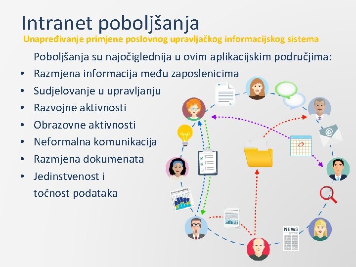 Intranet poboljšanja Unapređivanje primjene poslovnog upravljačkog informacijskog sistema • • Poboljšanja su najočiglednija u