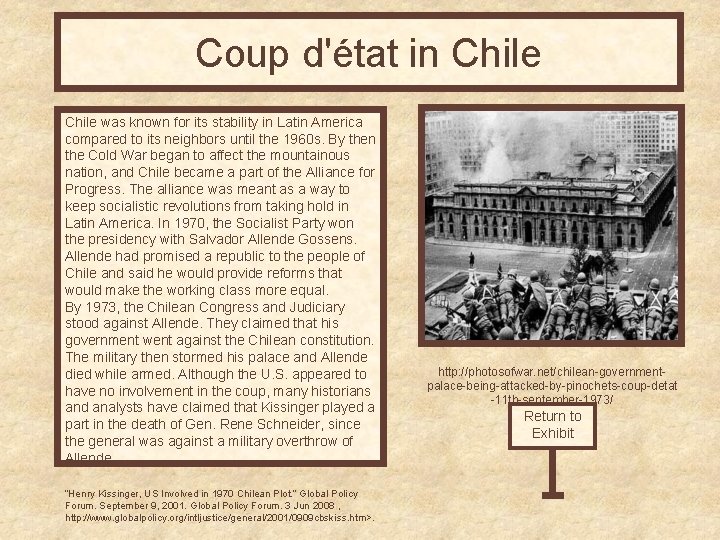 Coup d'état in Chile was known for its stability in Latin America compared to