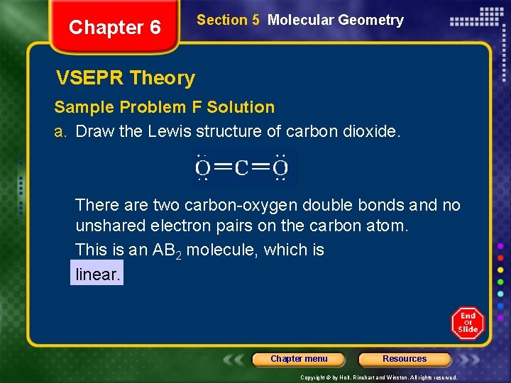 Chapter 6 Section 5 Molecular Geometry VSEPR Theory Sample Problem F Solution a. Draw