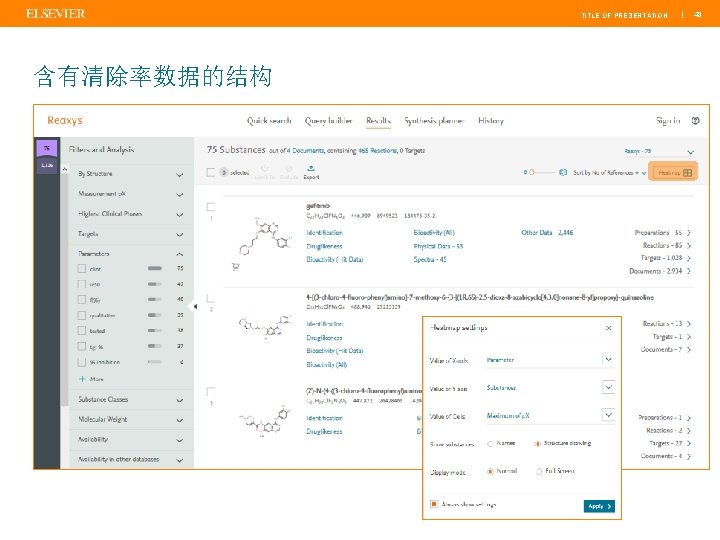 TITLE OF PRESENTATION 含有清除率数据的结构 | 48 