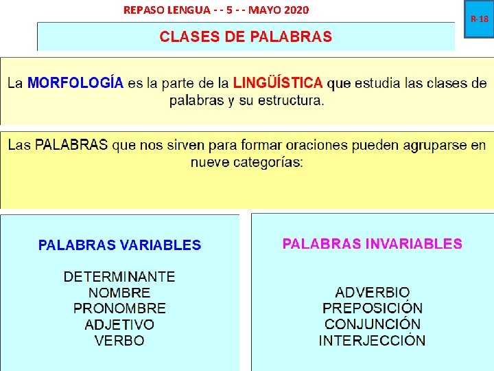 REPASO LENGUA - - 5 - - MAYO 2020 R-18 