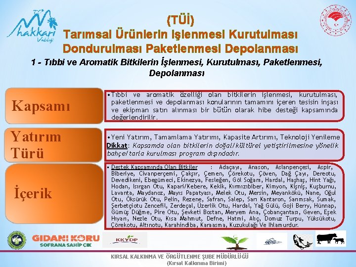 (TÜİ) Tarımsal Ürünlerin işlenmesi Kurutulması Dondurulması Paketlenmesi Depolanması 1 - Tıbbi ve Aromatik Bitkilerin