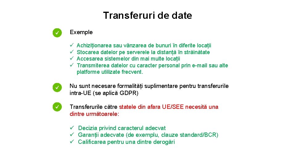 Transferuri de date Exemple ü ü Achiziționarea sau vânzarea de bunuri în diferite locații