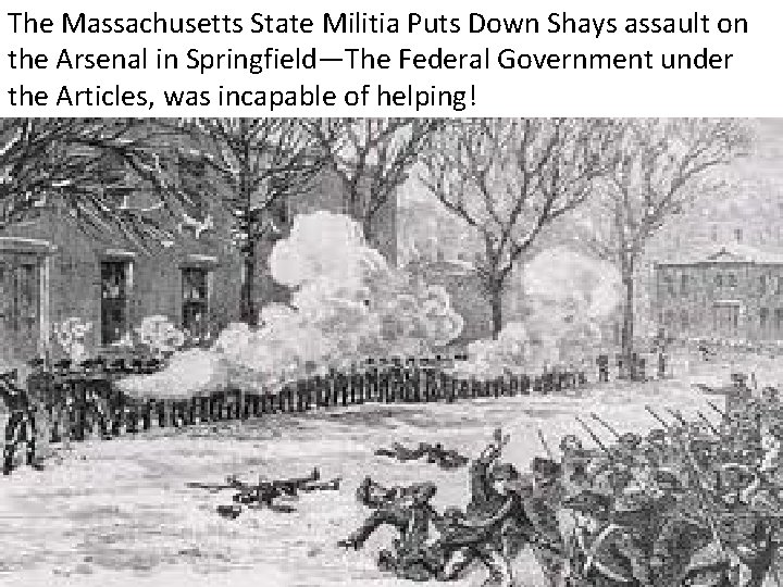 The Massachusetts State Militia Puts Down Shays assault on the Arsenal in Springfield—The Federal