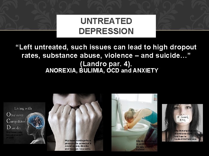 Untreated Depression Risks TEENAGE DEPRESSION AND SELECTIVE SEROTONIN REUPTAKE INHIBITORS LS