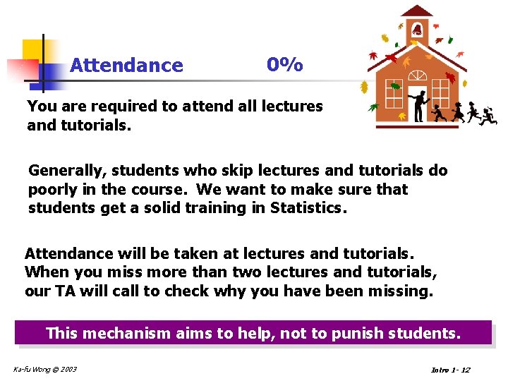 Attendance 0% You are required to attend all lectures and tutorials. Generally, students who