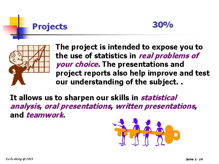 Projects 30% The project is intended to expose you to the use of statistics