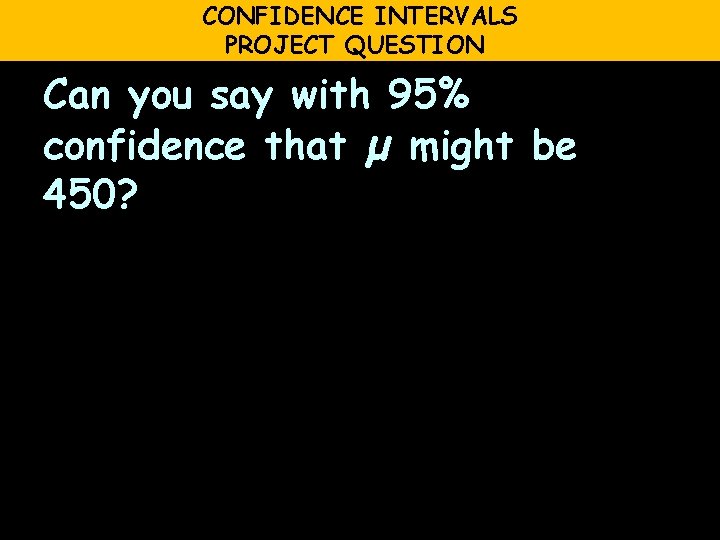 CONFIDENCE INTERVALS PROJECT QUESTION Can you say with 95% confidence that µ might be