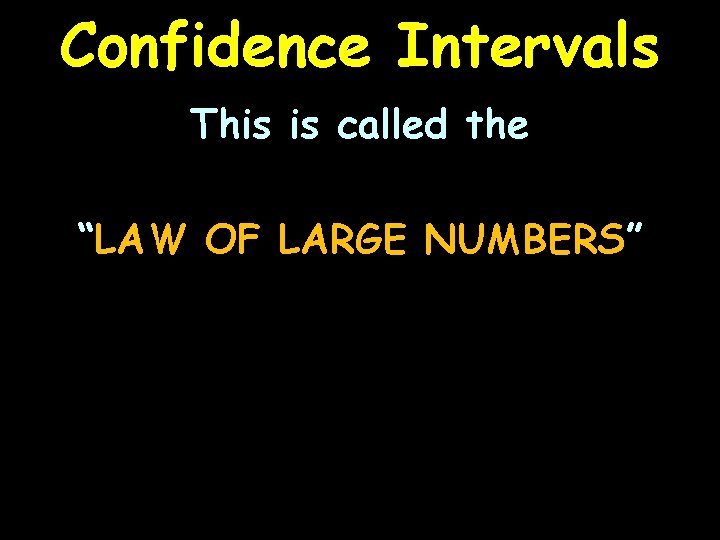 Confidence Intervals This is called the “LAW OF LARGE NUMBERS” 