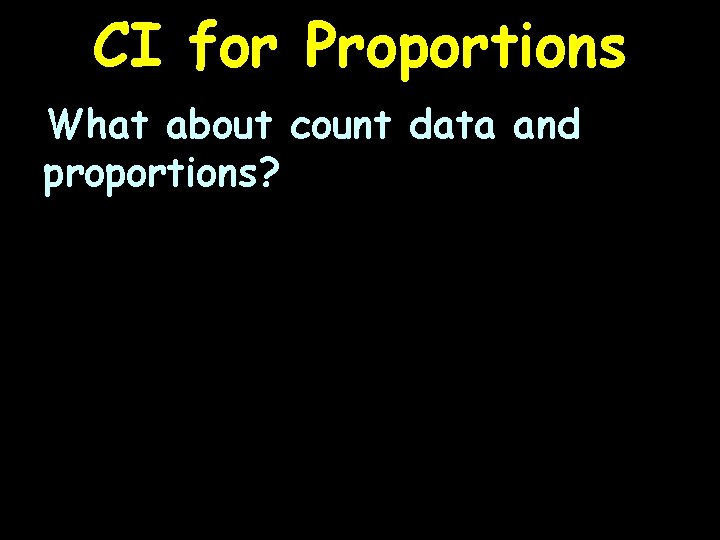 CI for Proportions What about count data and proportions? 