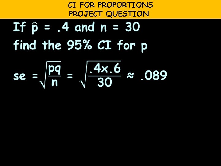 CI FOR PROPORTIONS PROJECT QUESTION 