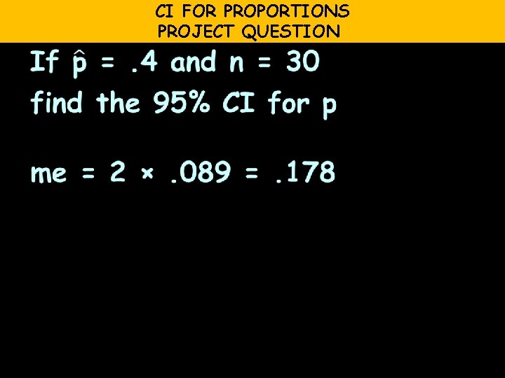 CI FOR PROPORTIONS PROJECT QUESTION 