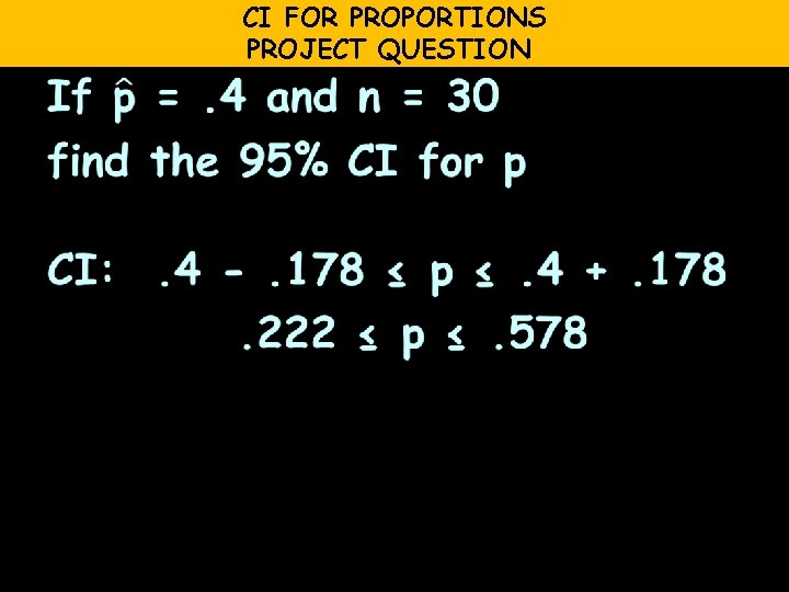 CI FOR PROPORTIONS PROJECT QUESTION 