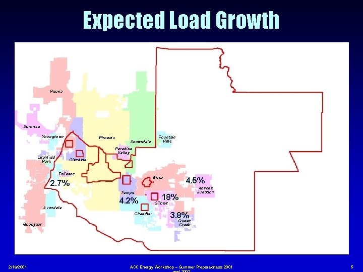 Expected Load Growth Peoria Surprise Youngtown Phoenix Scottsdale Fountain Hills Paradise Valley Litchfield Park