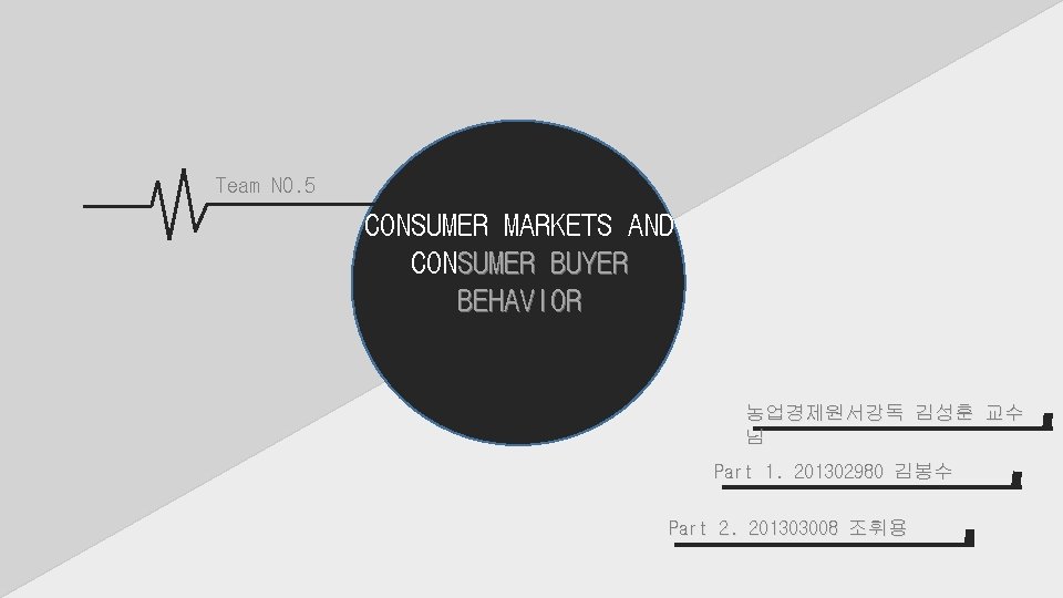 Team NO. 5 CONSUMER MARKETS AND CONSUMER BUYER BEHAVIOR 농업경제원서강독 김성훈 교수 님 Part