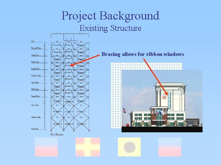 Project Background Existing Structure Bracing allows for ribbon windows 