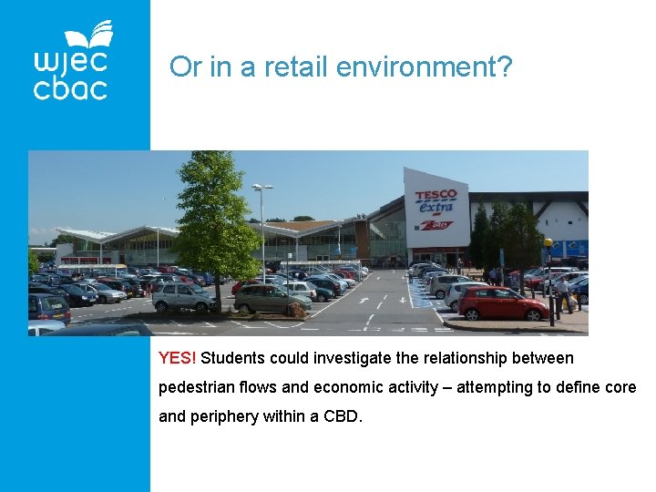 Or in a retail environment? YES! Students could investigate the relationship between pedestrian flows
