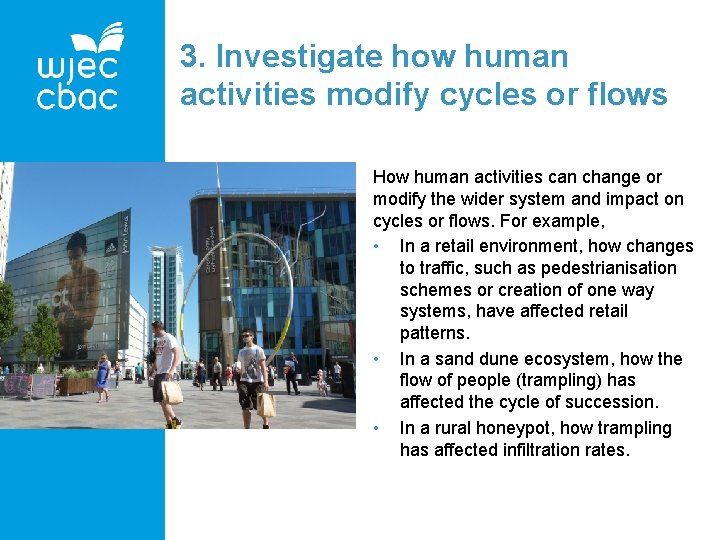 3. Investigate how human activities modify cycles or flows How human activities can change