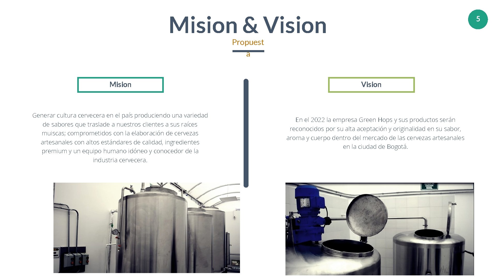 Mision & Vision 5 Propuest a Mision Vision Generar cultura cervecera en el país