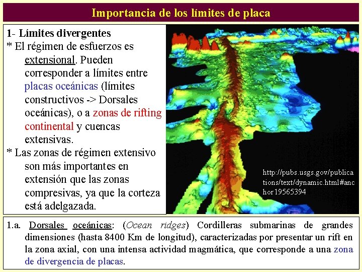 Importancia de los límites de placa 1 - Límites divergentes * El régimen de