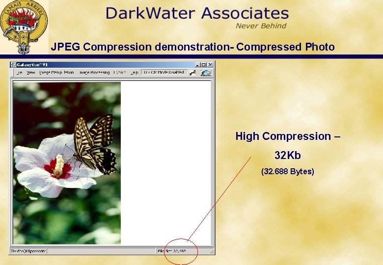 JPEG Compression demonstration- Compressed Photo High Compression – 32 Kb (32. 688 Bytes) 