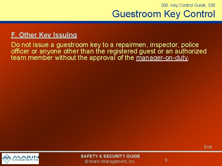 300 Key Control Guide 330 Guestroom Key Control