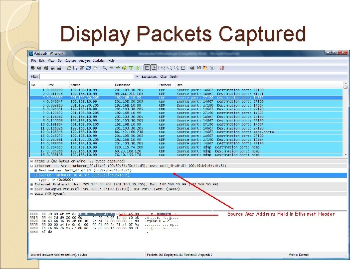Display Packets Captured Source Mac Address Field in Ethernet Header 