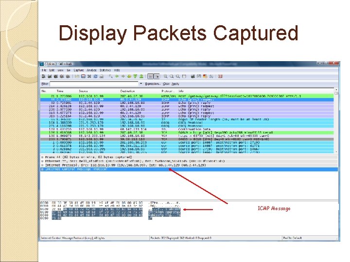 Display Packets Captured ICMP Message 