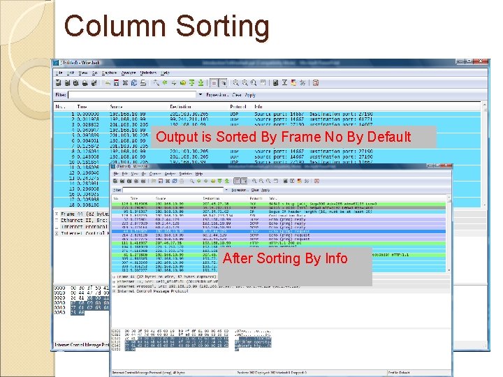 Column Sorting Output is Sorted By Frame No By Default After Sorting By Info