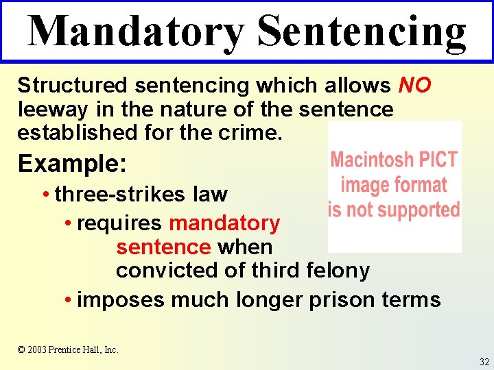 Mandatory Sentencing Structured sentencing which allows NO leeway in the nature of the sentence