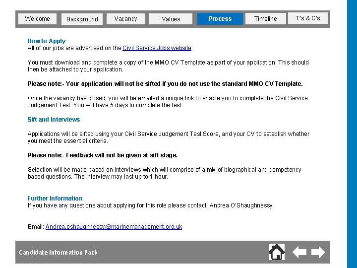 Welcome Background Vacancy Values Process Timeline T’s & C’s How to Apply All of