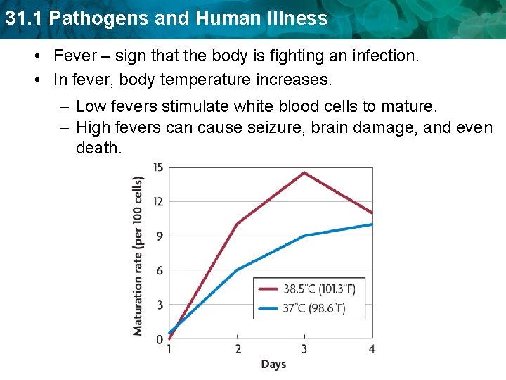 31. 1 Pathogens and Human Illness • Fever – sign that the body is