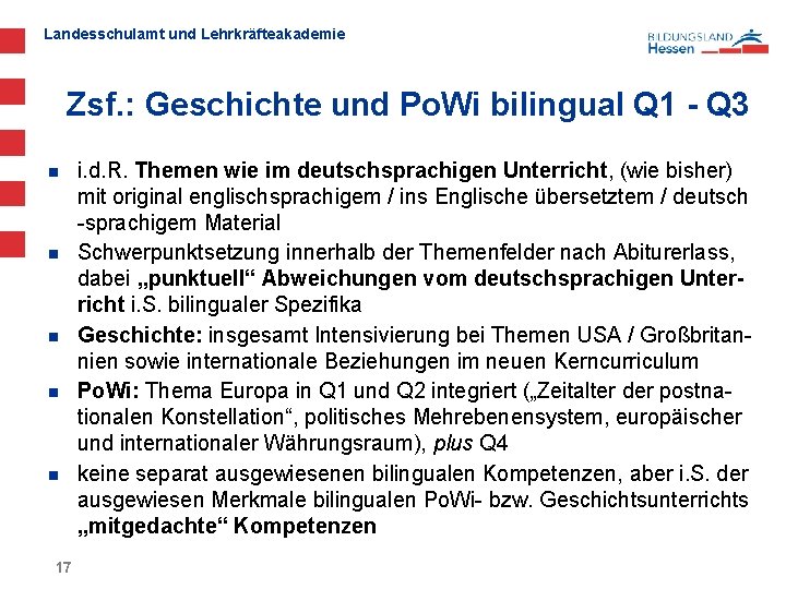 Landesschulamt und Lehrkräfteakademie Zsf. : Geschichte und Po. Wi bilingual Q 1 - Q