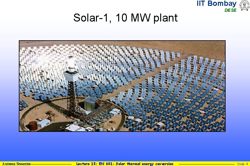IIT Bombay DESE Solar Thermal Energy Conversion Lecture