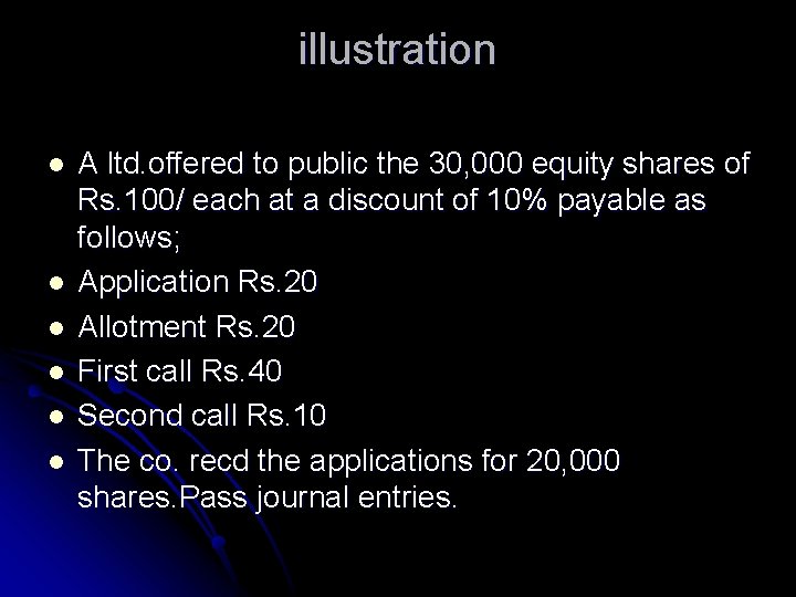 illustration l l l A ltd. offered to public the 30, 000 equity shares