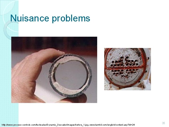 Nuisance problems http: //www. process-controls. com/techsales/Dynamic_Descaler/images/before_1. jpg, www. tamhil. com/english/content. asp? id=24 35 