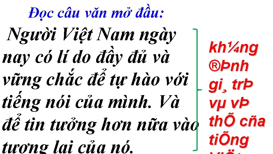 Đọc câu văn mở đầu: Người Việt Nam ngày nay có lí do đầy