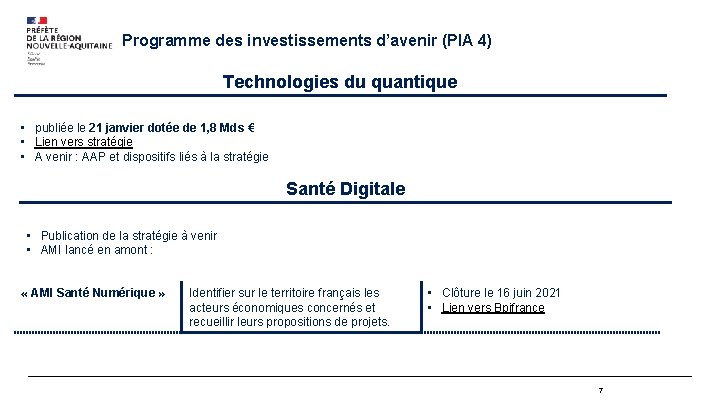 Programme des investissements d’avenir (PIA 4) Technologies du quantique • publiée le 21 janvier