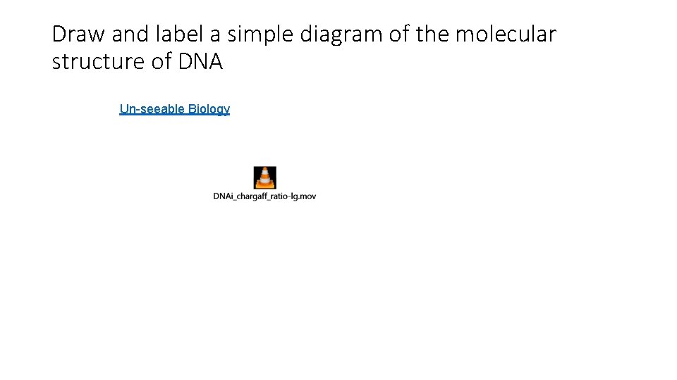 Draw and label a simple diagram of the molecular structure of DNA Un-seeable Biology