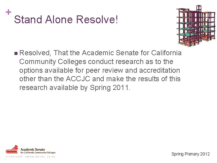 + Stand Alone Resolve! n Resolved, That the Academic Senate for California Community Colleges